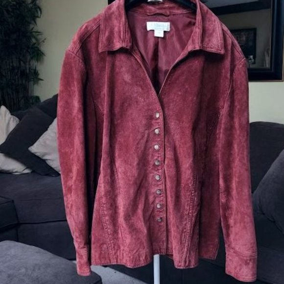 CJ Banks sz 2x leather suede snap front jacket - Picture 2 of 4
